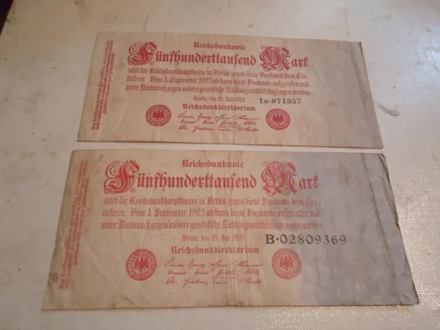 500000 Mark - Deutschland - Inflation - 1923 - guter Zustand !!! - 2 Stück !! 9