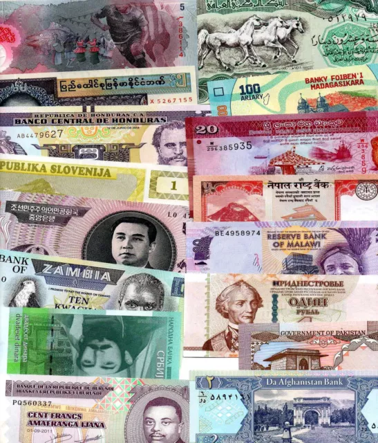 30PCS Banknotes from 30 Foreign Countries UNC World Currency Bundle Lot Rare set