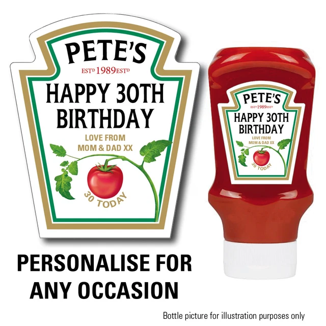 PERSONALISED TOMATO SPOOF ketchup bottle label, Perfect Birthday Gift