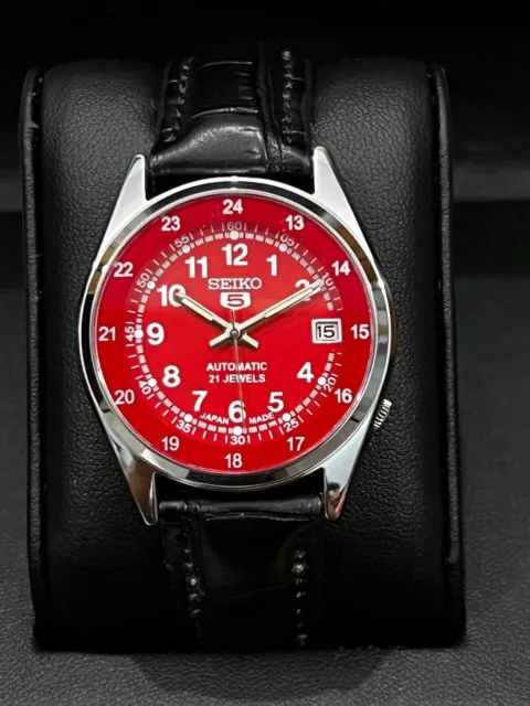 Seiko 5 Automatic watch Cal-6319 21Jewel Red dial wrist watch