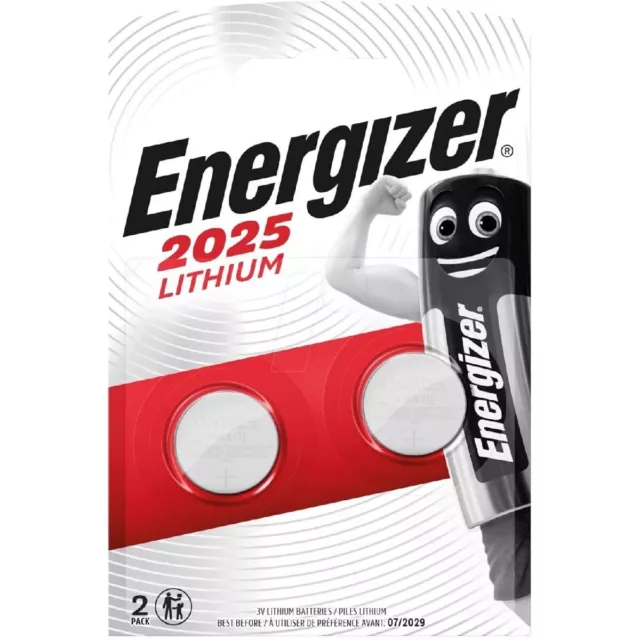 Lot de 2  Piles Bouton au Lithium, Energizer CR2025