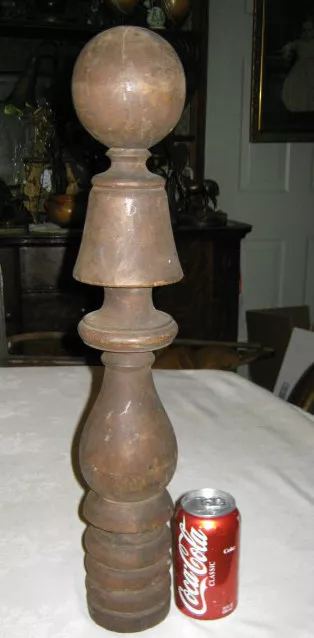 Antique Architectural Primitive Bed Wood Newel Post Finial Column Lamp Art Pole
