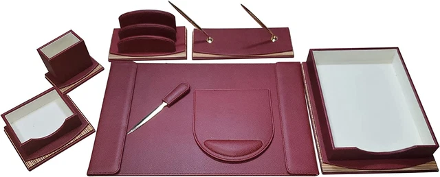 Goods Organizer, Executive Office Desk Organizer, Burgundy and Gold (W1064)