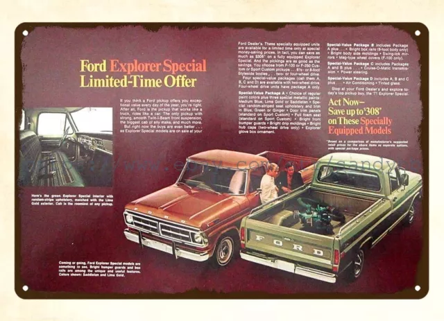 1971 Ford Explorer Pickup Truck mechanic man cave metal tin sign buy art posters