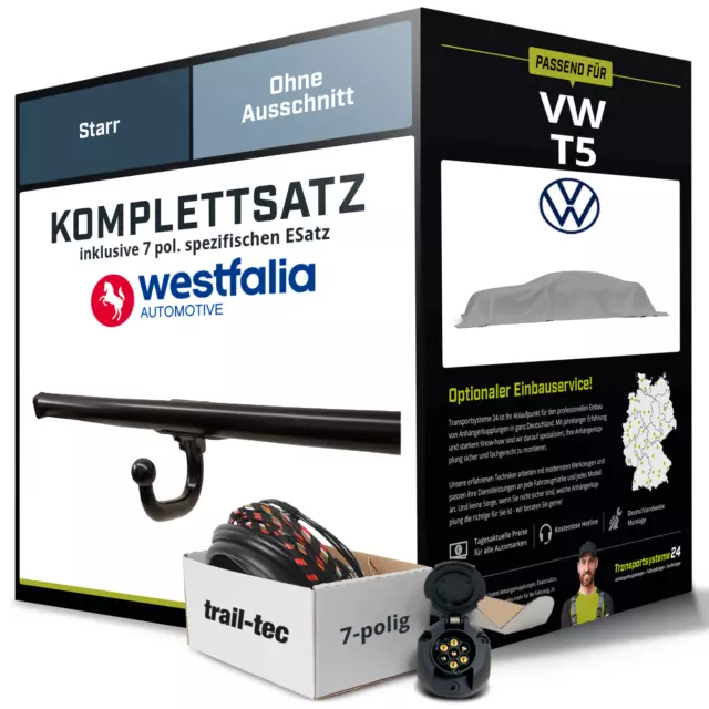 Anhängerkupplung WESTFALIA starr für VW T5 +E-Satz Kit (AHK+ES)