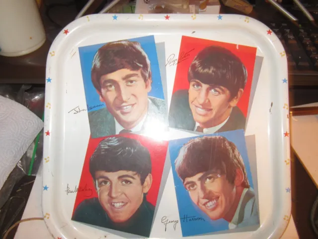 Beatles Metal Serving Tray Vintage 1964  Made In England WORCESTER WARE LABEL