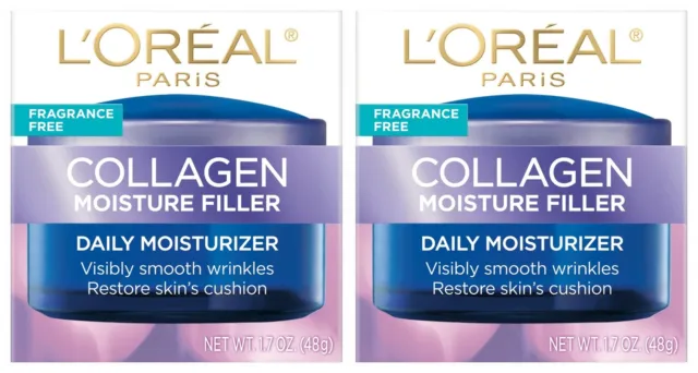 L'Oreal Paris Collagen Moisture Filler Day/Night Cream-1.7oz (Pack of 2)