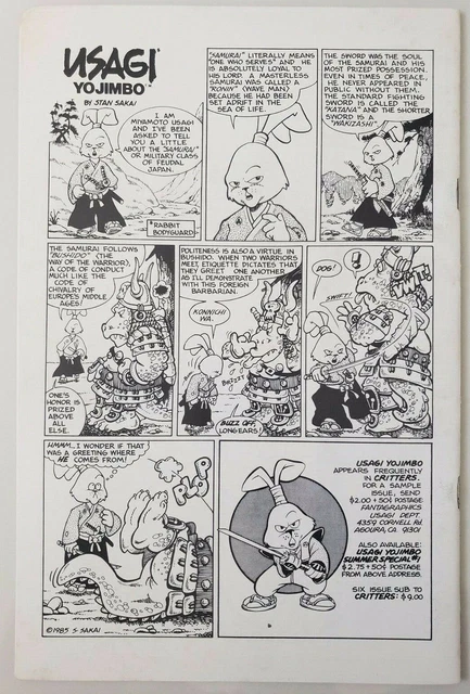 Zell Sworddancer 1 Steven Gallacci Usagi Yojimbo Stan Sakai Donna Barr VF
