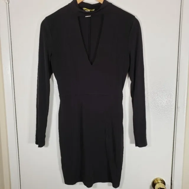 BRAT STAR LONG Sleeve 90s y2k 2000s Choker Neck Black Mini Dress Size M ...
