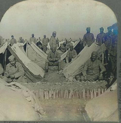 1918 Wwi Serbian Rest Camp Back Frontline Trenches In Balkans Stereoview 20-45