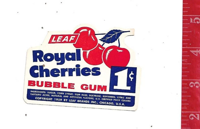 Vintage 1959 vending machine display leaf 1c royal cherries bubble gum card
