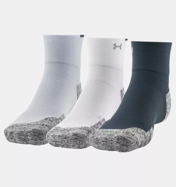 UNDER ARMOUR Unisex UA ArmourDry Run Cushion 3-Pack Quarter Socks 1377902 NWT