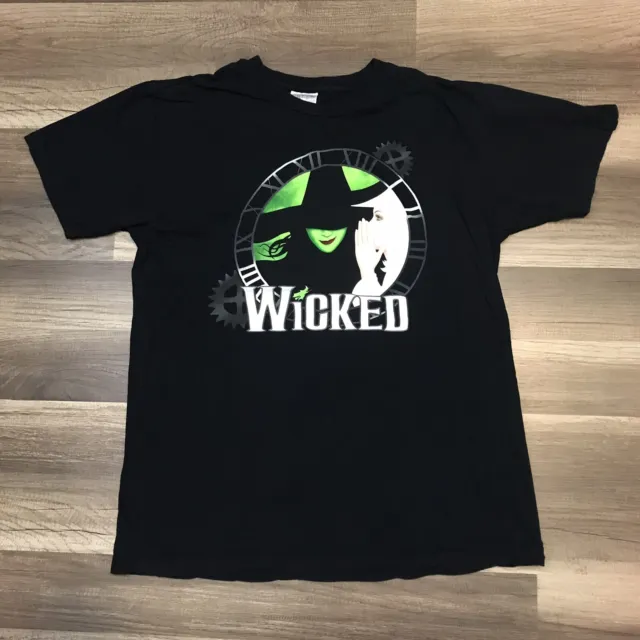 WICKED Musical Defy Gravity Black Short Sleeve T-Shirt Green For Good Size Large