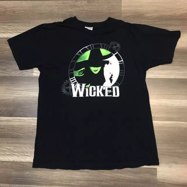 WICKED Musical Defy Gravity Black Short Sleeve T-Shirt Green For Good Size Large