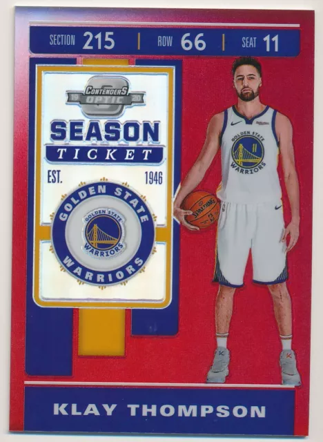 KLAY THOMPSON #80 2019-20 Panini Contenders Optic RED PRIZM WARRIORS