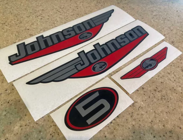 Johnson Sea-Horse 5 HP Vintage Outboard Motor Vinyl Decal Kit Free Shipping!