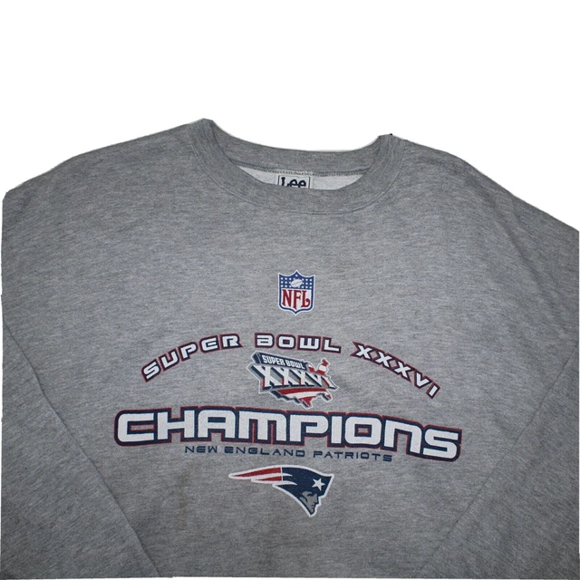 Felpa sportiva vintage Lee New England Patriots NFL Super Bowl maglione taglia XL 2
