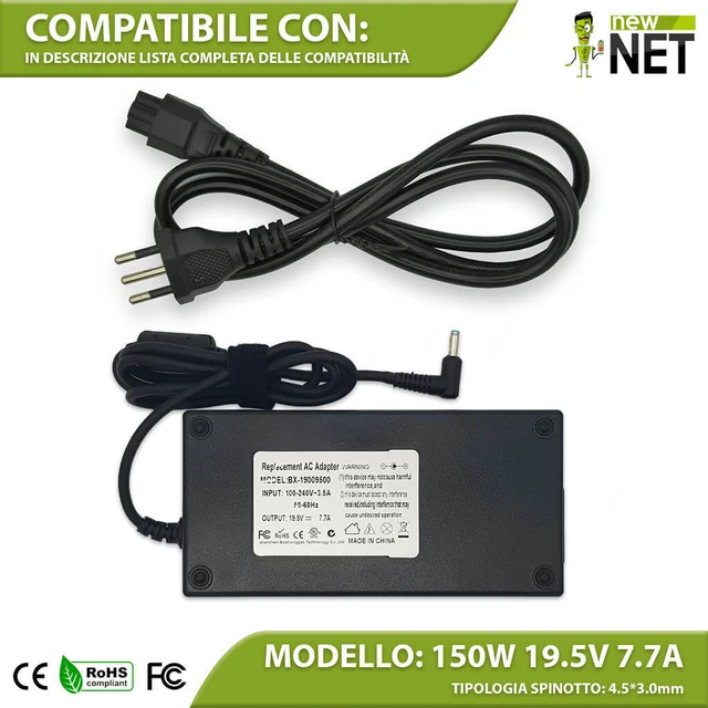 19.5 V 3.33A Caricabatteria Per HP 250 G3 450 G2 741727-001 740015-001 Blu Punta - Foto 3