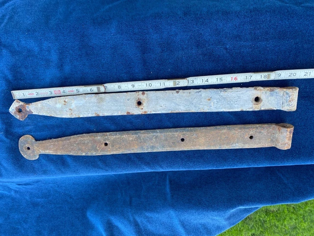 2 Cast Iron 20" Barn Strap Hinges Vintage 1 1/2" Wide