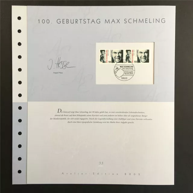 Brd Kunst-Edition 2005/33 Max Schmeling Boxer Boxen Boxing