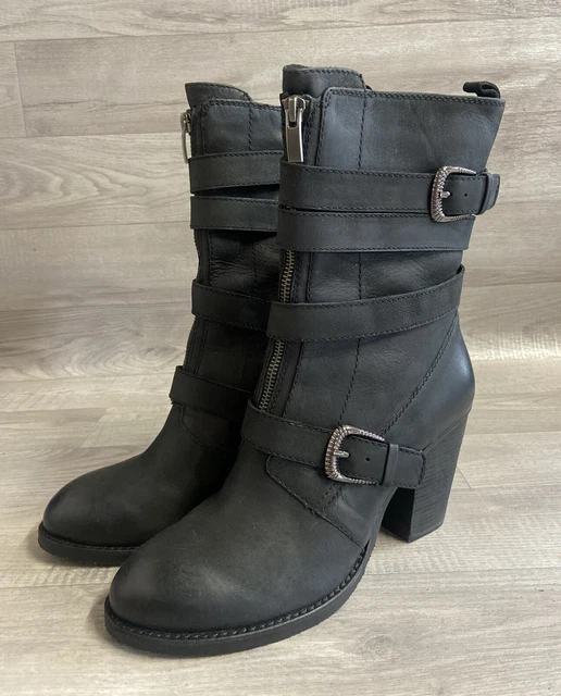 STEVE MADDEN BOOTS Leather Size UK 7 EU 40 Fezza LD24 Ankle Lace Up Zip Bone 90.25 PicClick UK
