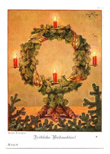 German 1934 Christmas Greeting  ( Frohiche Weinachten) Post Card