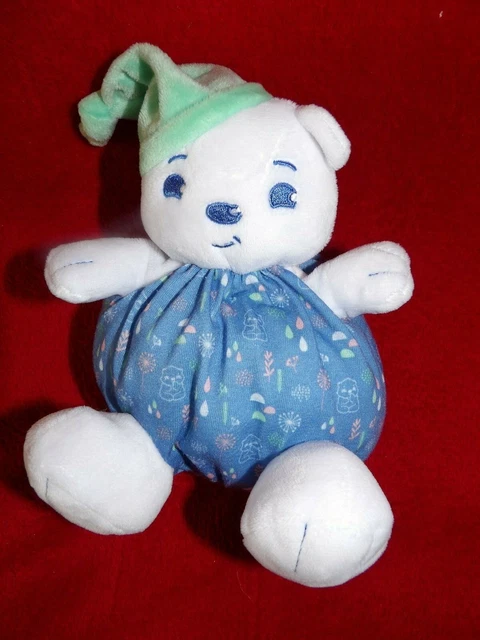 Doudou Peluche URIAGE Boule Ours Blanc Bleu Bonnet Vert 17 Cm neuf  2 Dispoibles