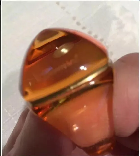 $405 Baccarat Crystal Medicis Ring Honey Amber 50 Size 5 LA BAGUE Mint in Box