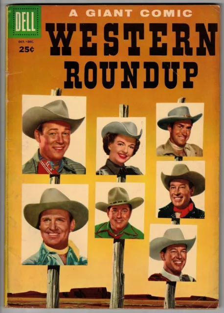 WESTERN ROUNDUP # 12 (DELL) ROY ROGERS - GENE AUTRY - REX ALLEN - 100 pgs