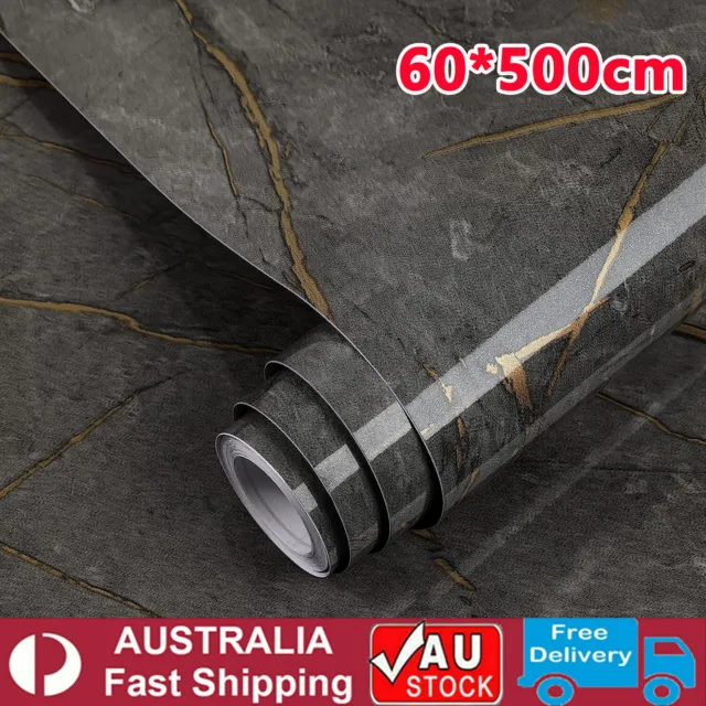 NEW 60*500cm Marble Worktop Covering Cupboard Self Adhesive Sticker Wrap Film AU