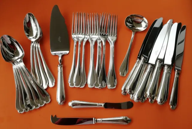 SET Christofle POMPADOUR Silver-plate Table Dinner Forks Spoons Knives