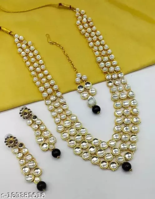 Necklace Earrings Pendant Set Indian Pakistani Bollywood Style Kundan Jewellery