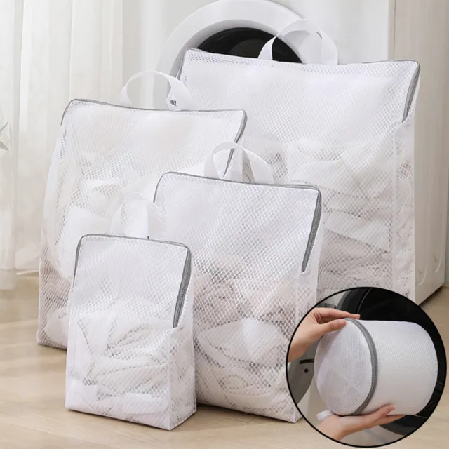 Mesh Laundry Bag Anti-Winding Washing Machine Zippered Net Bra Socks Wash Bag