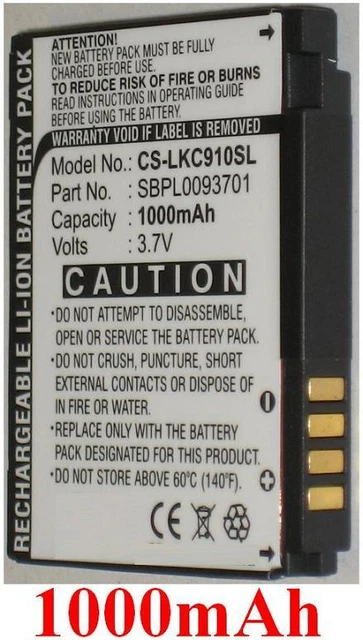 Batteria Vhbw 700mAh Compatibile Con LG KU990 Viewty, KC910 Renoir E Altri (LGIP-580A) - Ioni Di Litio - 3