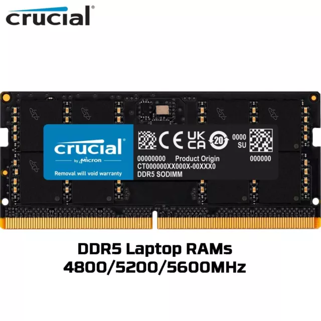 SODIMM Crucial RAM DDR5 16 GB 32 GB 4800 MHz 5200 MHz 5600 MHz