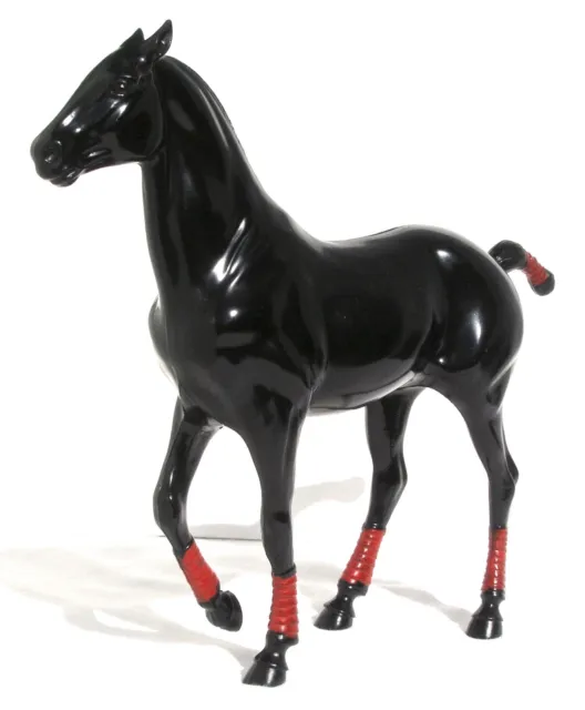Vintage Hartland Plastic Horse Black Polo Pony w/ Red Wraps