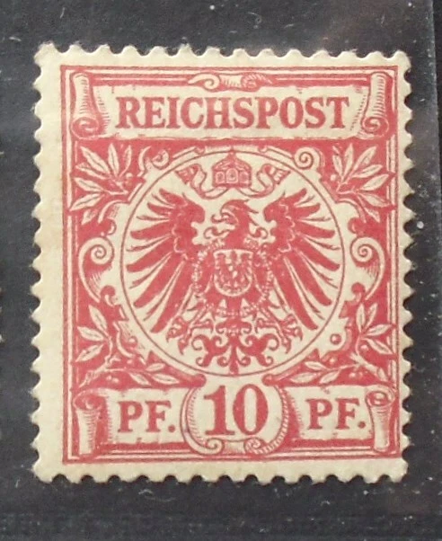 1889 Mi: 280,- MiNr 47 ca Krone/Adler 10 Pf. karminrot UV gelb Falz geprüft BPP