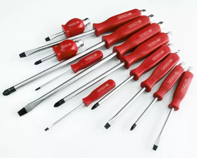 12pc Screwdriver Set Magnetic Tip Hex Impact Bolster Handles Mechanics Engineers