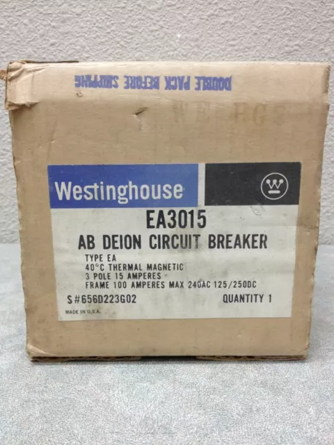 Westinghouse Ea3015 3 Pole 15 Amp 240 Volt New In Box Obsolete Circuit Breaker