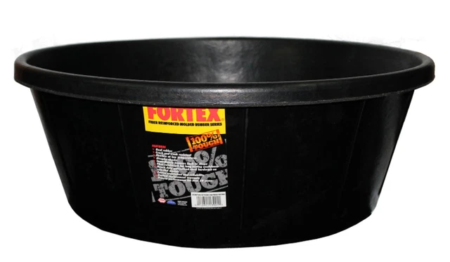 Fortex 2208501 Round Reinforced Rubber Livestock Stall Feeder, 15 gal/ Black