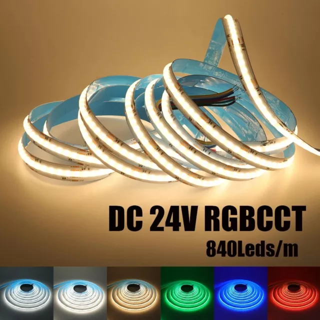 5m RGBW COB RGB RGB+CCT Strip Streifen Leiste 24V Lichterkette Band 5in1 Dimmbar