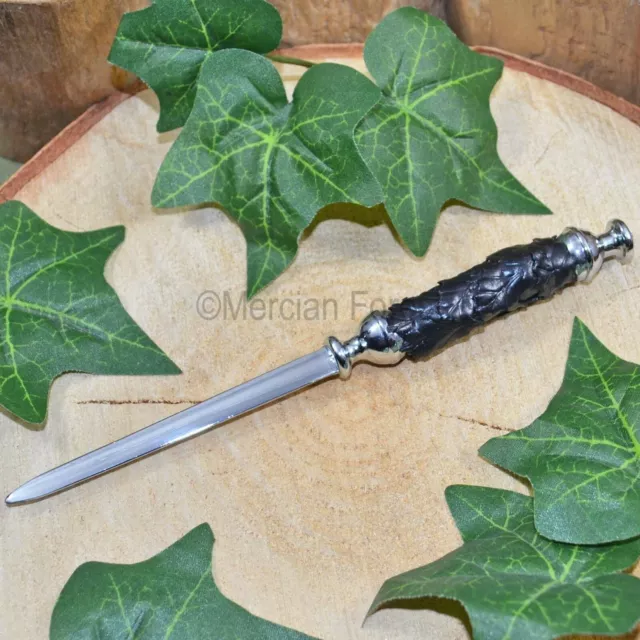 Holly Leaf Athame Letter Opener - Black - Clay Wicca Witch Yule Winter Solstice