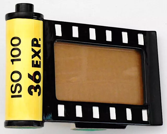 Unique 1984 Hand Painted Porcelain 35mm Film Canister Design Photo Frame