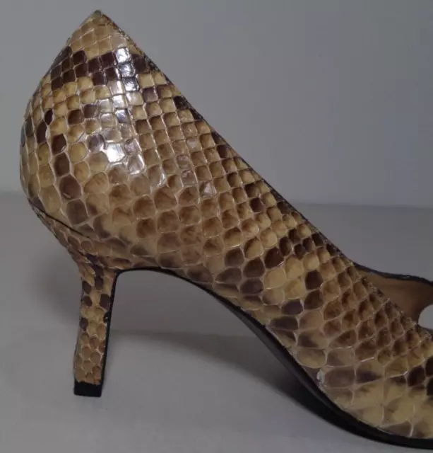 PANCALDI SIZE 6.5 M P9972P Beige Snakeskin Leather Heels New Women's ...