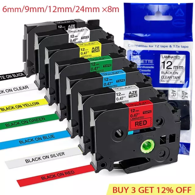 Compatible with Brother Label Maker TZe TZe Tape 6-24mm Multi-Color for PT-H110