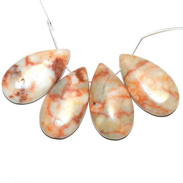 NG2114 Redline Marble 26mm Teardrop 4-piece Gemstone Focal Pendant Bead Set 2