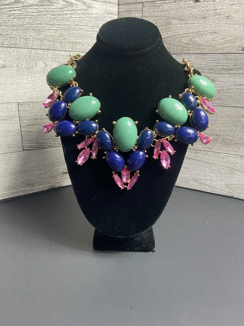 Charming Charlie Multicolor Statement Necklace Gold Tone Chain Costume Jewelry