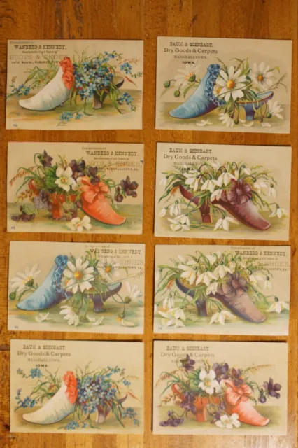Victorian Trade Cards Baum & Schobart Dry Goods Carpets Marshalltown IA Set 8