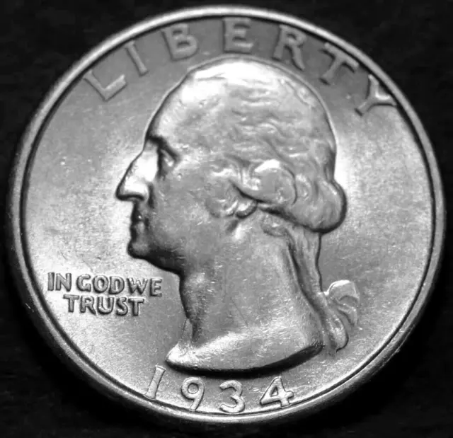 1934 Washington Silver Quarter *Brilliant Uncirculated*  Scarce!  Free Shipping!