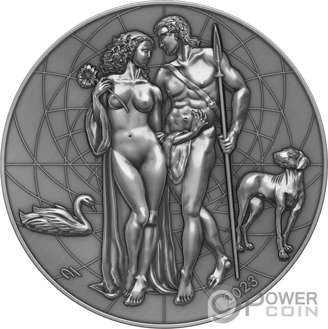 APHRODITE AND ADONIS Myth 2 Oz Silver Coin 2000 Francs Cameroon 2023